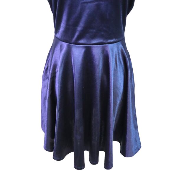Winsdor Navy Blue Satin Silky Slip Dress Mini Strappy V Neck Fit & Flare Medium - Picture 3 of 8